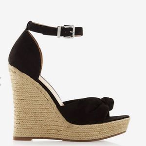 NEW Express Black Espadrille Wedges Size 8